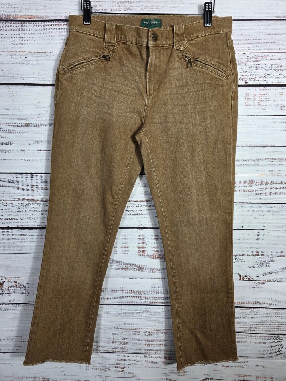 Lauren Ralph Lauren Jeans Women's 8P Petite Straight Leg Pants Brown